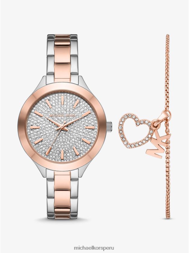 accesorios educacion fisica Michael Kors mujer conjunto de reloj pavé de dos tonos y pulsera de corazón Dos tonos 8FX48V2428