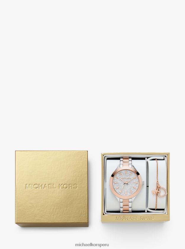 accesorios educacion fisica Michael Kors mujer conjunto de reloj pavé de dos tonos y pulsera de corazón Dos tonos 8FX48V2428