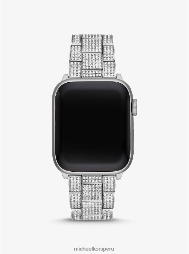 accesorios educacion fisica Michael Kors mujer Correa pavimentada en tono plateado para Apple Watch. plata 8FX48V2358