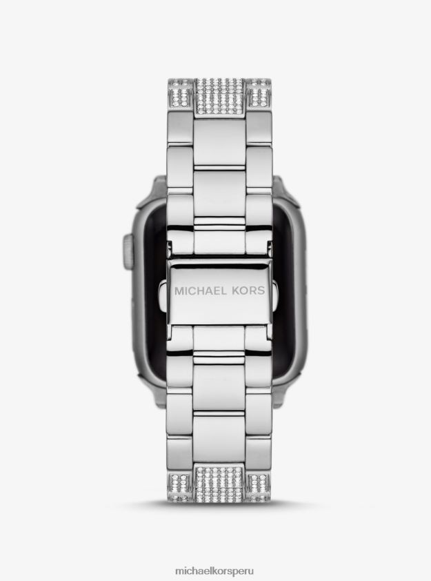 accesorios educacion fisica Michael Kors mujer Correa pavimentada en tono plateado para Apple Watch. plata 8FX48V2358