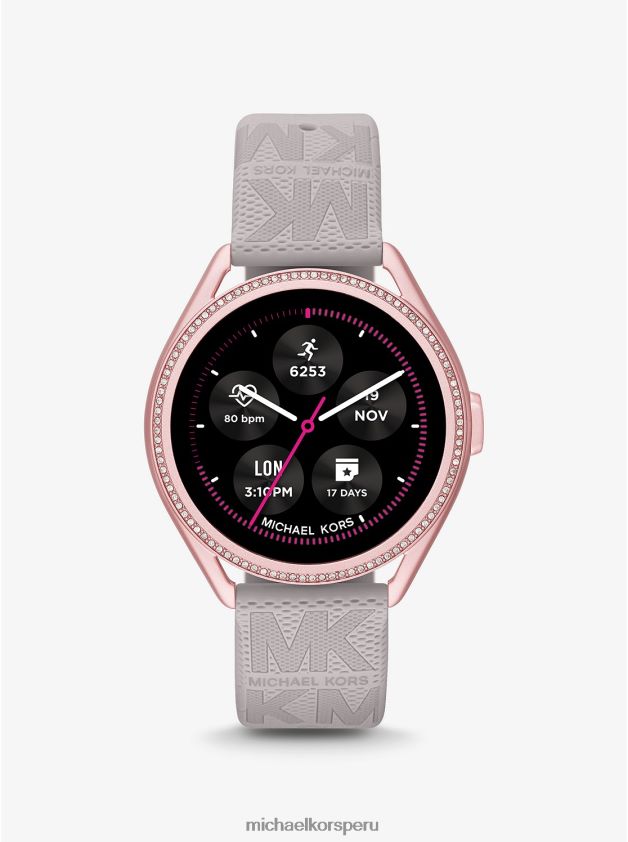 accesorios educacion fisica Michael Kors mujer smartwatch access gen 5e mkgo de goma en tono rosa y logo gris 8FX48V2360
