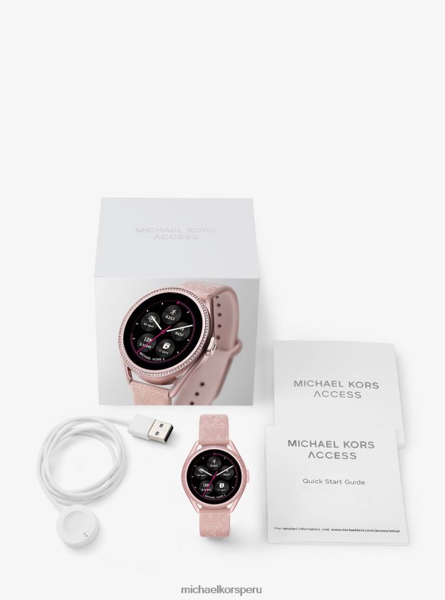 accesorios educacion fisica Michael Kors mujer smartwatch access gen 5e mkgo de goma en tono rosa y logo rosa 8FX48V2363