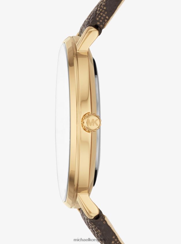accesorios educacion fisica Michael Kors mujer logotipo de pyper y reloj en tono dorado marrón 8FX48V2398
