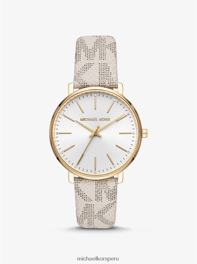 accesorios educacion fisica Michael Kors mujer logotipo de pyper y reloj en tono dorado vainilla 8FX48V2397