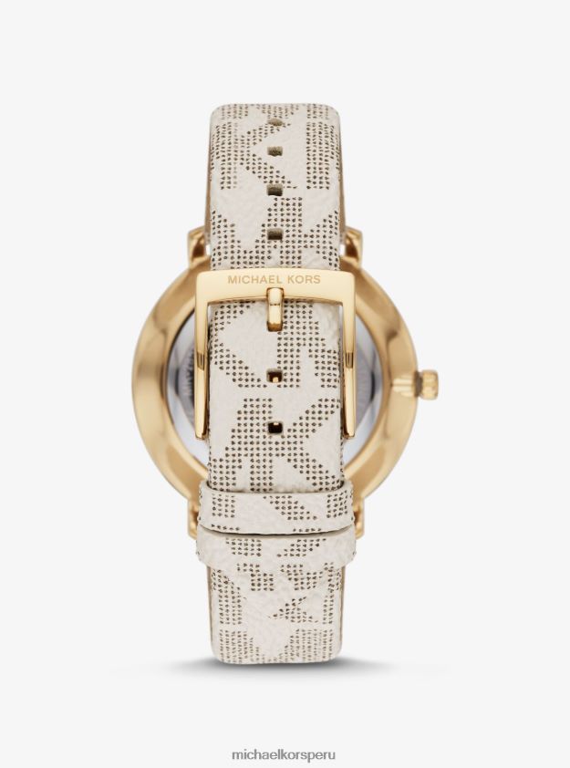 accesorios educacion fisica Michael Kors mujer logotipo de pyper y reloj en tono dorado vainilla 8FX48V2397