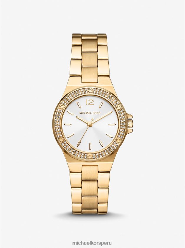 accesorios educacion fisica Michael Kors mujer reloj mini lennox pave en tono dorado oro 8FX48V2393