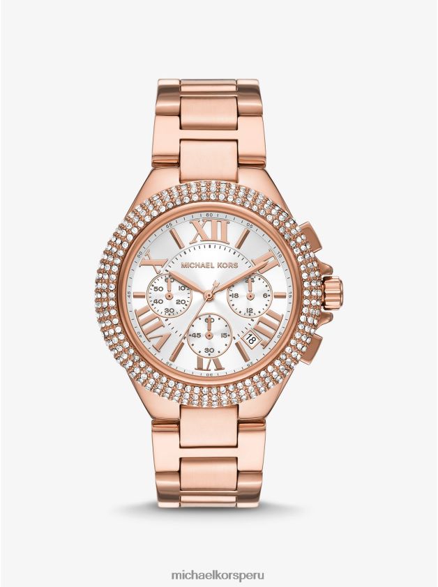 accesorios educacion fisica Michael Kors mujer reloj Camille extragrande en tono dorado rosa con pavé oro rosa 8FX48V2366