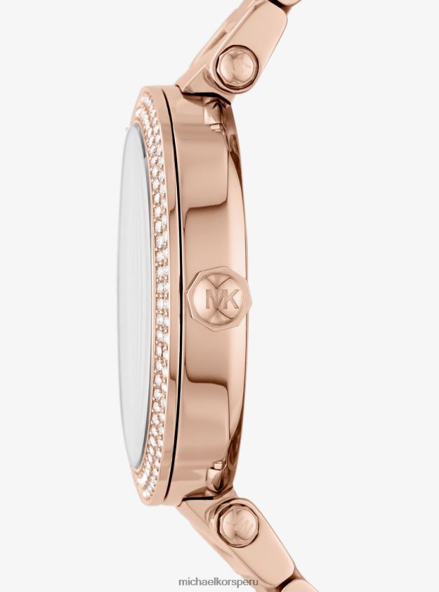 accesorios educacion fisica Michael Kors mujer reloj extragrande en tono dorado rosa con logo pavimentado oro rosa 8FX48V2374