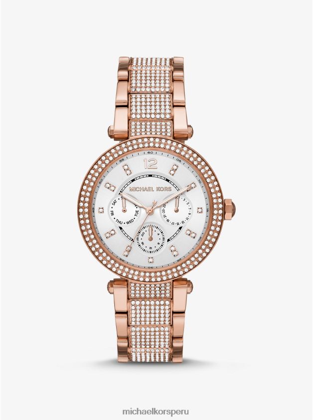 accesorios educacion fisica Michael Kors mujer reloj parker extragrande pavé en tono dorado rosa oro rosa 8FX48V2378