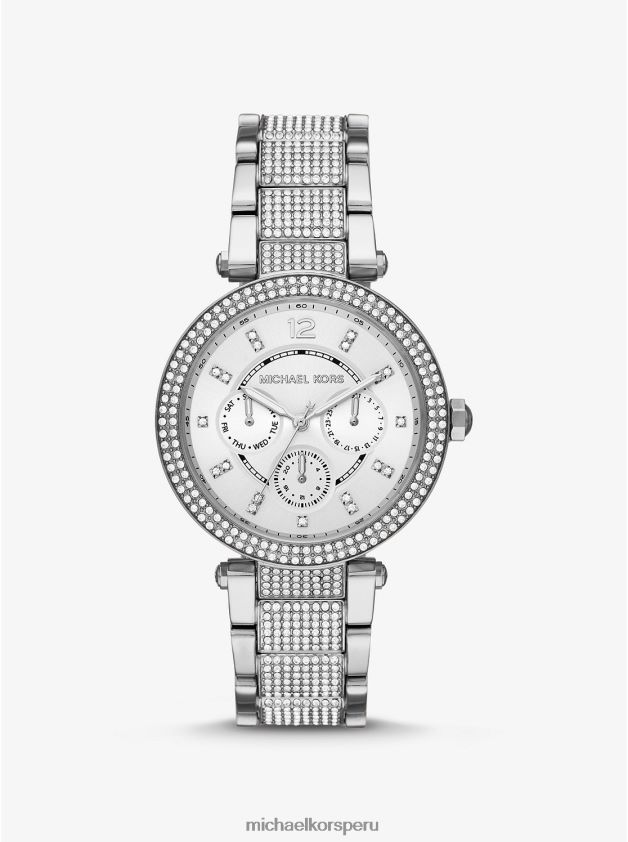 accesorios educacion fisica Michael Kors mujer reloj parker pave extragrande en tono plateado plata 8FX48V2414