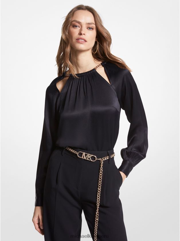 ropa educacion fisica Michael Kors mujer blusa charmeuse con aberturas de cadena negro 8FX48V397