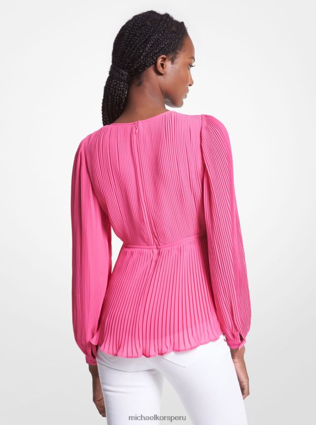 ropa educacion fisica Michael Kors mujer blusa de georgette plisada cereza 8FX48V447