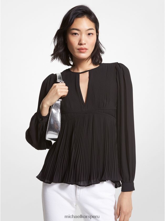 ropa educacion fisica Michael Kors mujer blusa de georgette plisada negro 8FX48V449