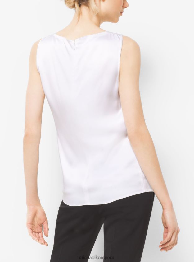 ropa educacion fisica Michael Kors mujer blusa plisada de la colección en mezcla de seda Blanco óptico 8FX48V3708