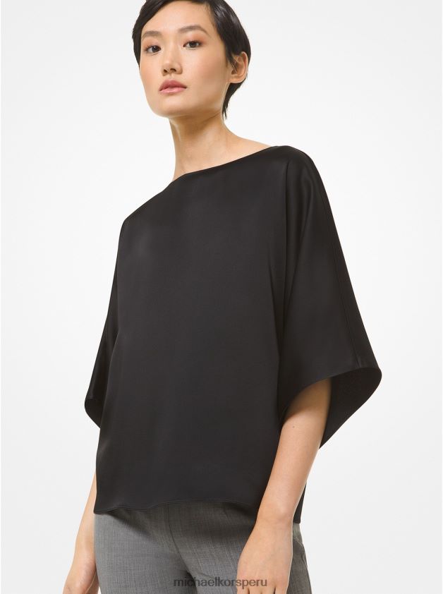 ropa educacion fisica Michael Kors mujer colección nikki blusa charmeuse satinada negro 8FX48V3746