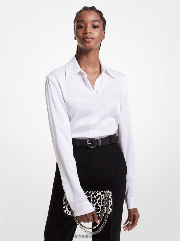 ropa educacion fisica Michael Kors mujer camisa charmeuse de satén de la colección hansen Blanco óptico 8FX48V3618