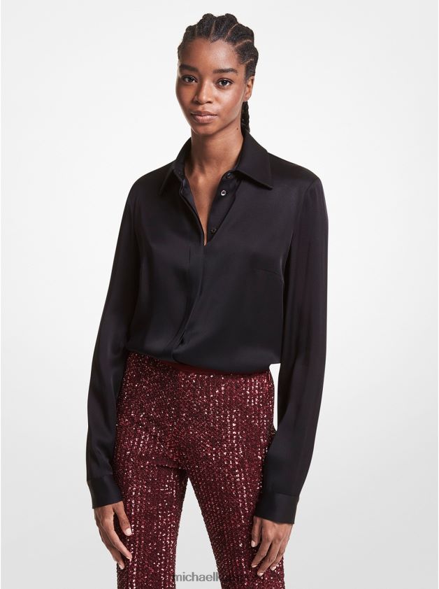 ropa educacion fisica Michael Kors mujer camisa charmeuse de satén de la colección hansen negro 8FX48V3620