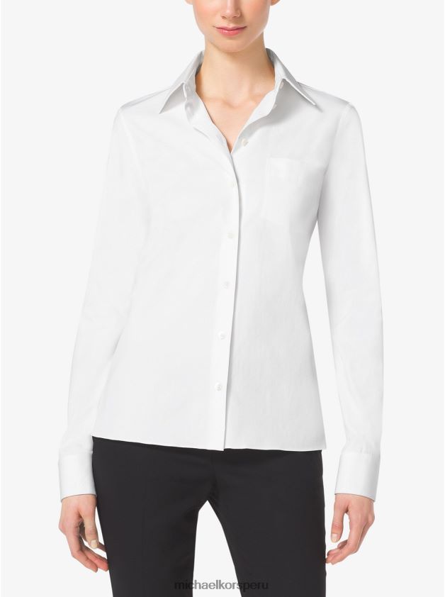 ropa educacion fisica Michael Kors mujer camisa con botones de popelina de algodón de la colección Blanco óptico 8FX48V3726