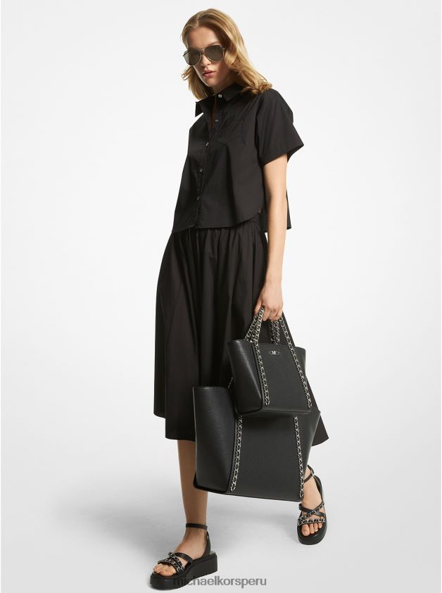 ropa educacion fisica Michael Kors mujer camisa corta de popelín de algodón orgánico elástico negro 8FX48V379