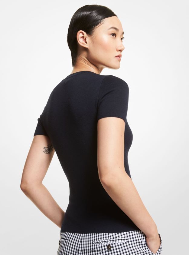 ropa educacion fisica Michael Kors mujer camiseta de viscosa elástica de la colección medianoche 8FX48V3669