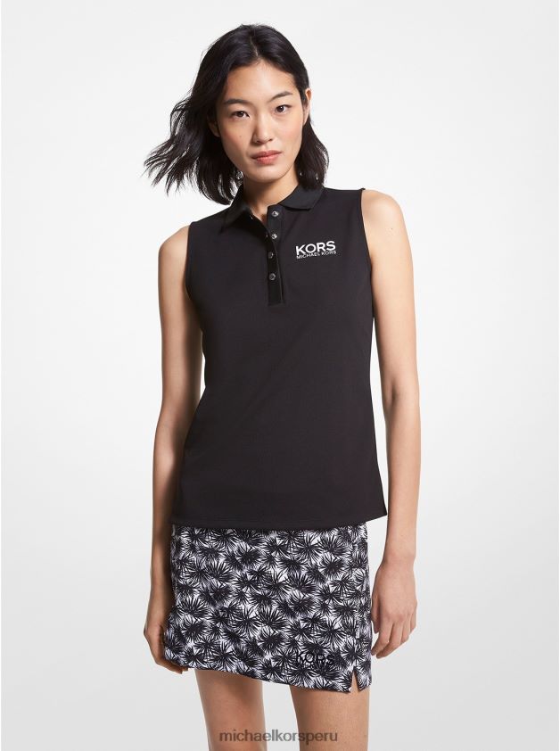 ropa educacion fisica Michael Kors mujer playera tipo polo de piqué con logo de golf negro 8FX48V415