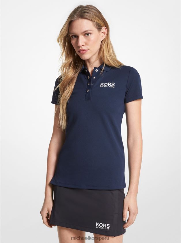 ropa educacion fisica Michael Kors mujer polo de piqué con logo de golf azul medianoche 8FX48V410