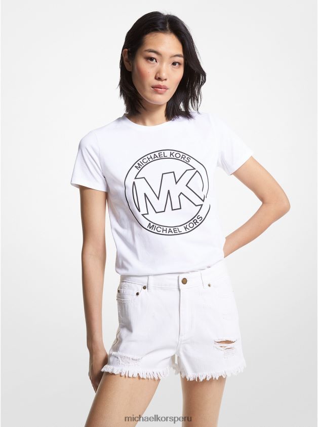 ropa educacion fisica Michael Kors mujer camiseta con logo estampado blanco 8FX48V387