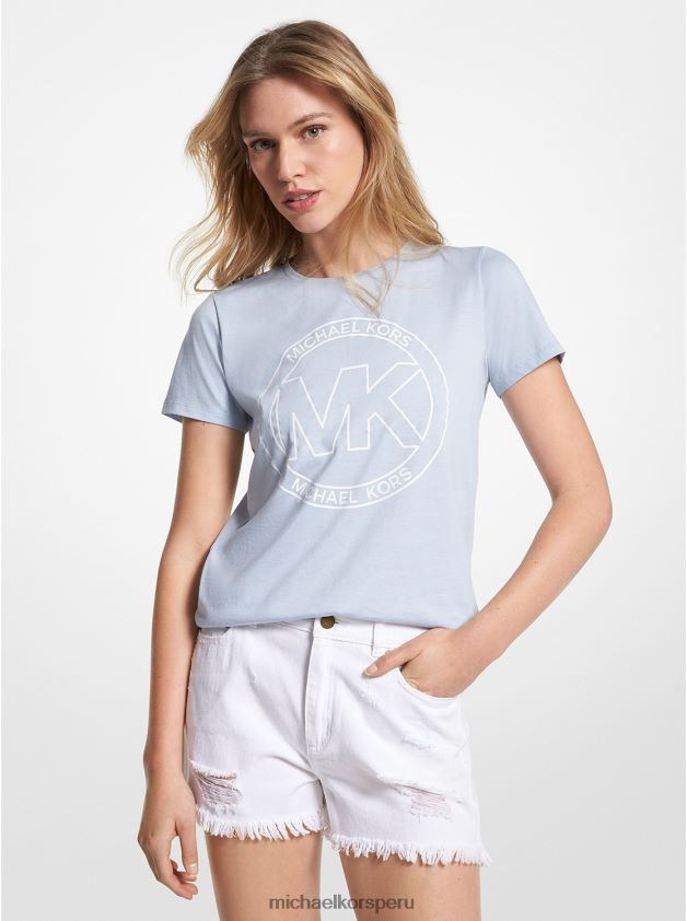 ropa educacion fisica Michael Kors mujer camiseta con logo estampado cambray 8FX48V381
