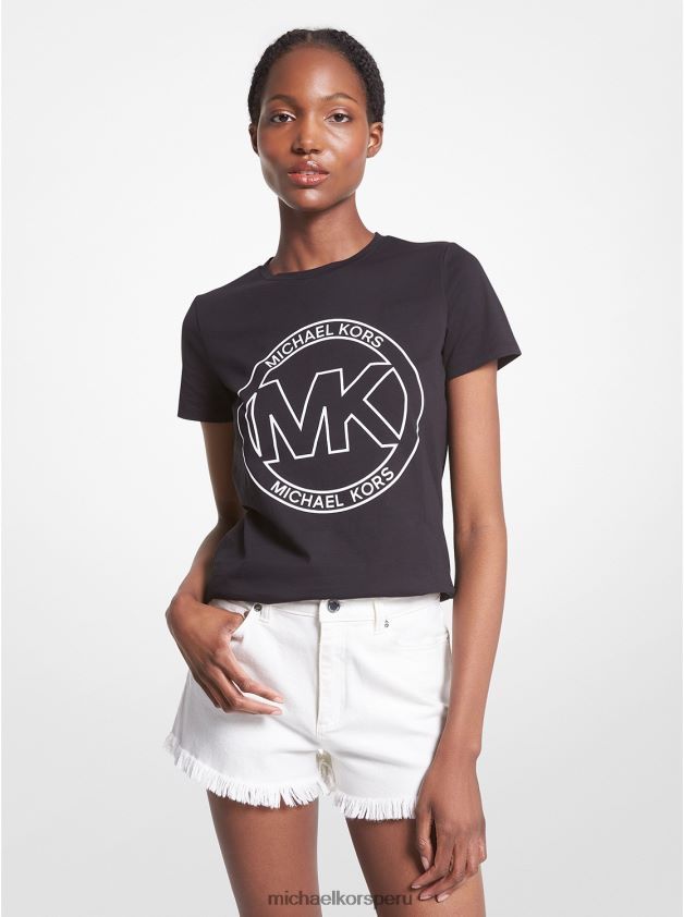 ropa educacion fisica Michael Kors mujer camiseta con logo estampado negro 8FX48V390