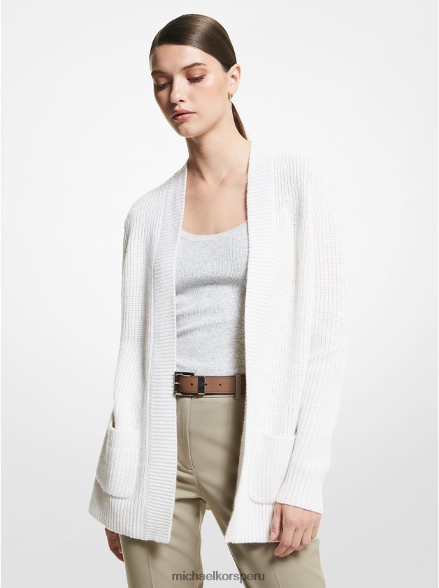 ropa educacion fisica Michael Kors mujer cárdigan de mezcla de cachemira de la colección Blanco óptico 8FX48V3667