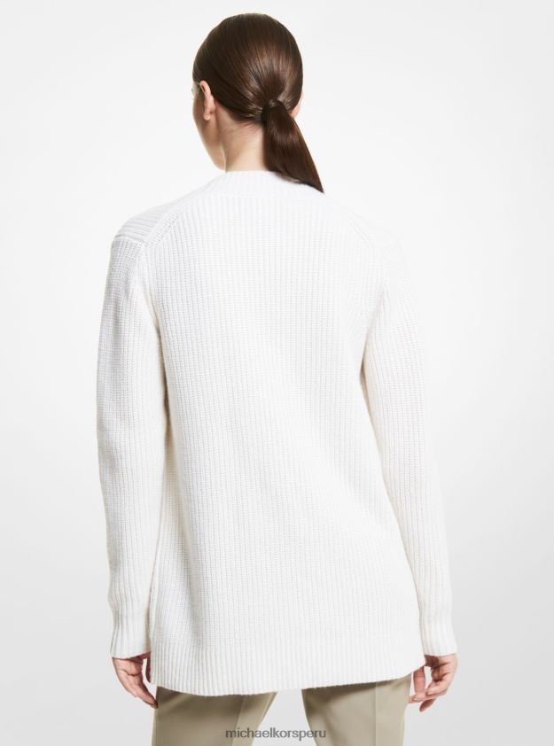 ropa educacion fisica Michael Kors mujer cárdigan de mezcla de cachemira de la colección Blanco óptico 8FX48V3667