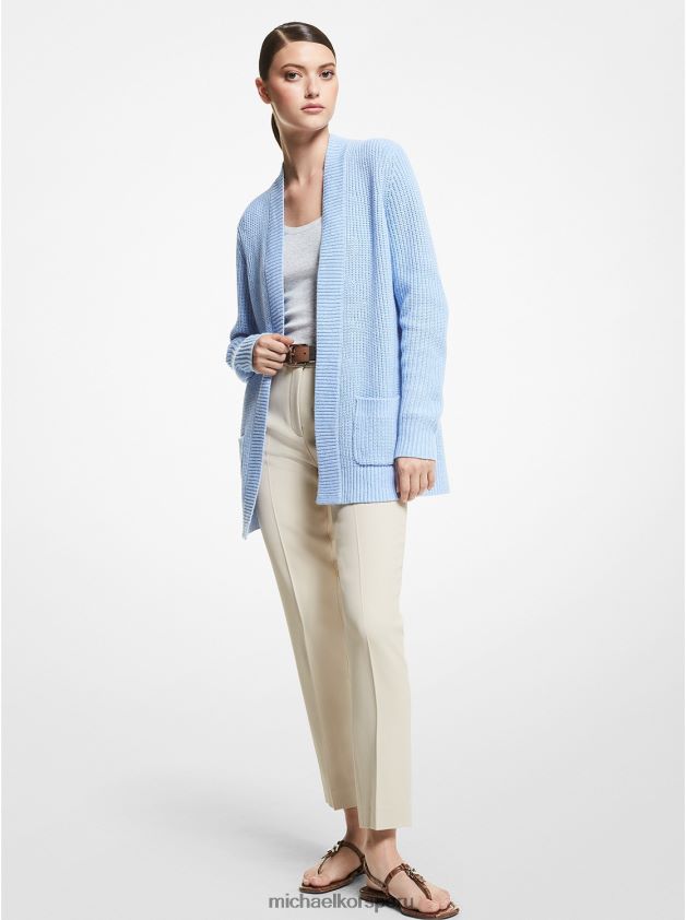 ropa educacion fisica Michael Kors mujer cárdigan de mezcla de cachemira de la colección azul oxford 8FX48V3665