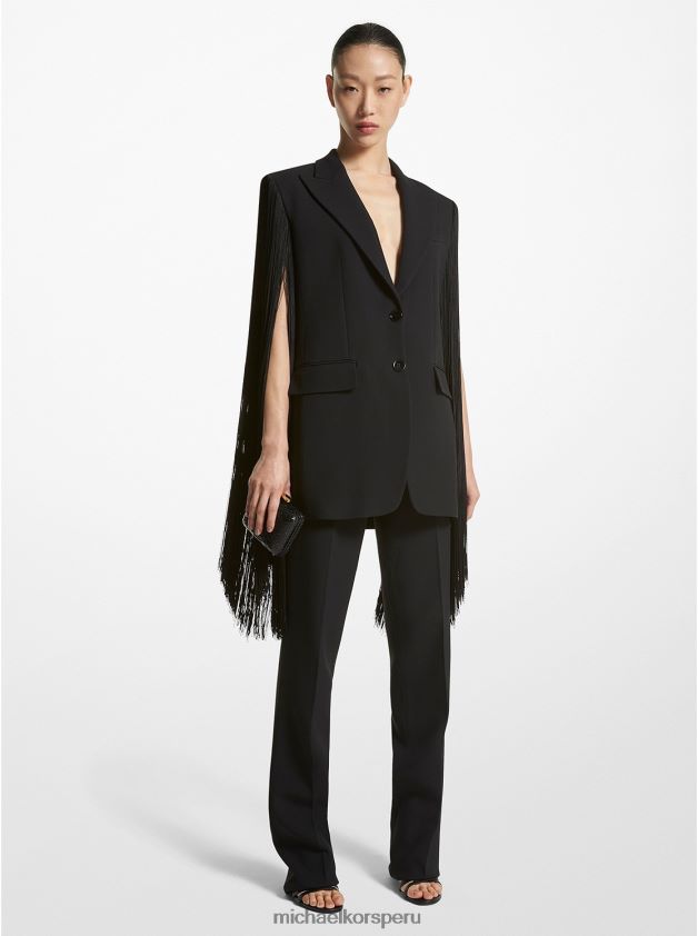 ropa educacion fisica Michael Kors mujer blazer de doble crepé con flecos de la colección negro 8FX48V3402