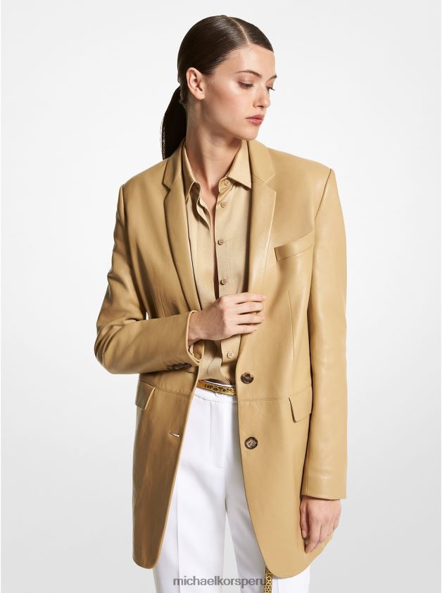 ropa educacion fisica Michael Kors mujer colección blazer boyfriend de piel plonge duna 8FX48V3462