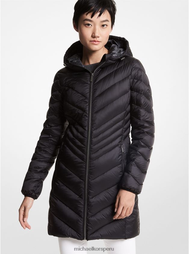ropa educacion fisica Michael Kors mujer abrigo acolchado acolchado de nailon plegable negro 8FX48V348