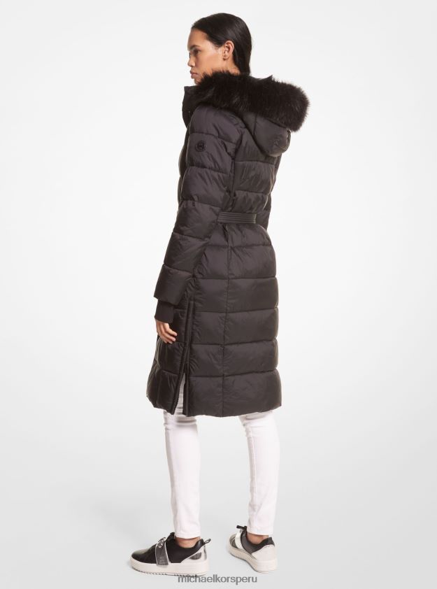 ropa educacion fisica Michael Kors mujer abrigo acolchado de nailon con cinturón negro 8FX48V295
