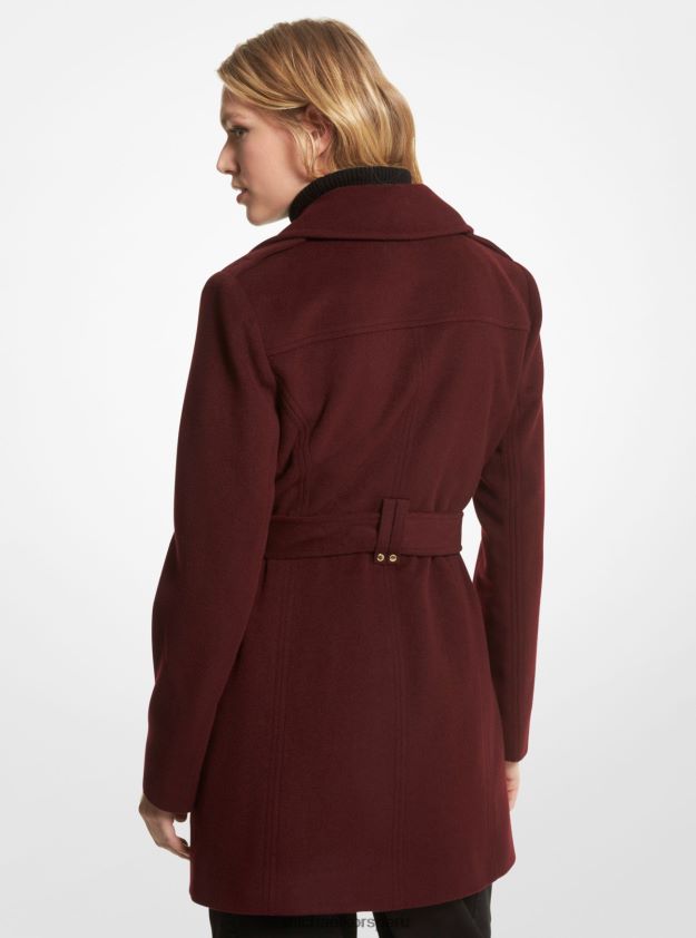 ropa educacion fisica Michael Kors mujer abrigo en mezcla de lana con cinturón merlot 8FX48V263