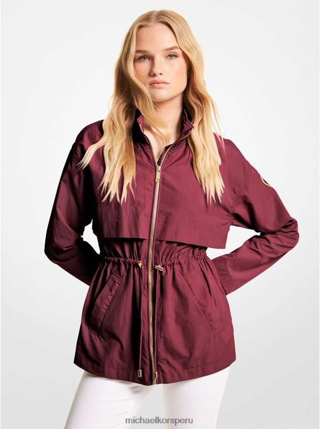 ropa educacion fisica Michael Kors mujer anorak plegable de nailon rubí oscuro 8FX48V268