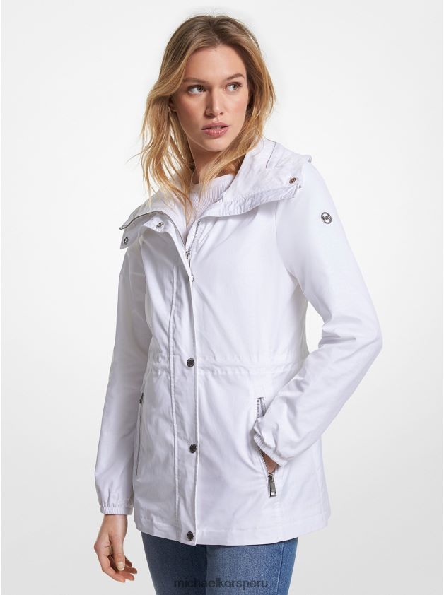 ropa educacion fisica Michael Kors mujer anorak tejido con logo estampado blanco 8FX48V210
