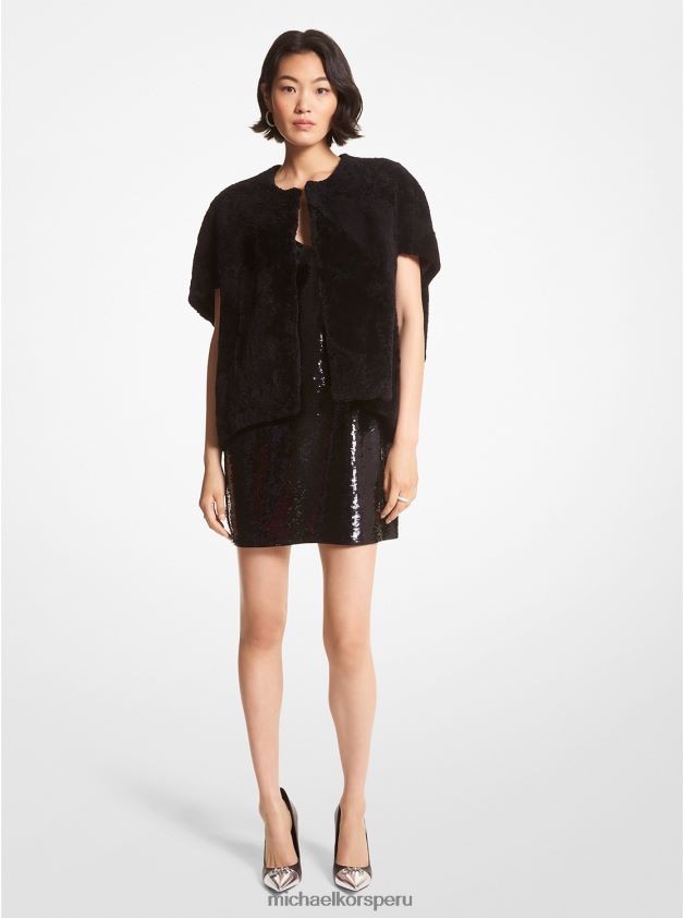 ropa educacion fisica Michael Kors mujer chaleco de piel de oveja negro 8FX48V281