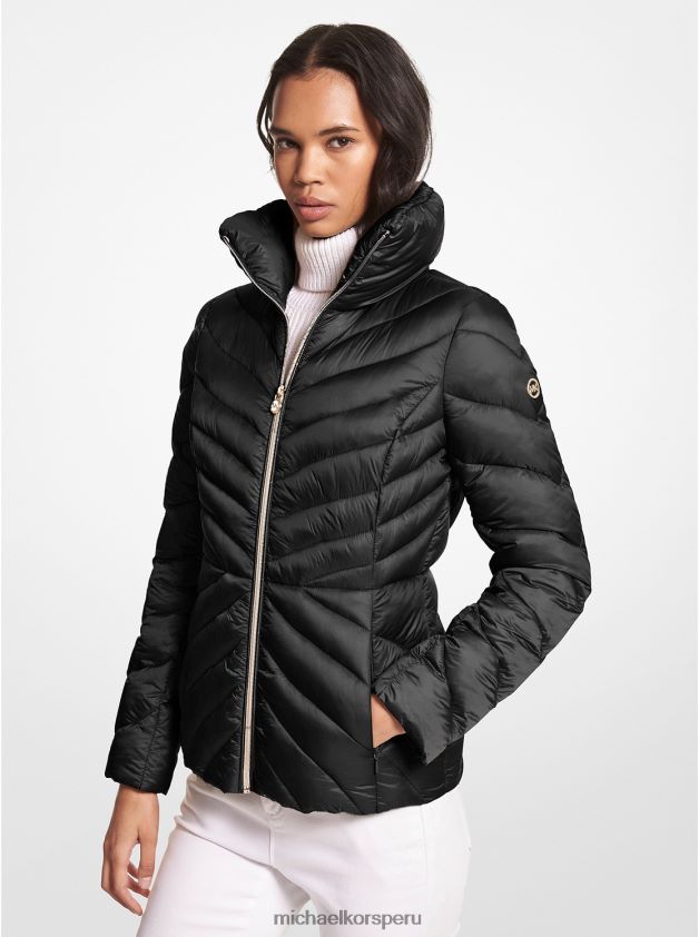 ropa educacion fisica Michael Kors mujer chaqueta acolchada acolchada de nailon plegable negro 8FX48V294
