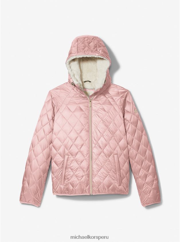 ropa educacion fisica Michael Kors mujer chaqueta acolchada de nailon acolchada con forro de piel de oveja sintética rubor en polvo 8FX48V349