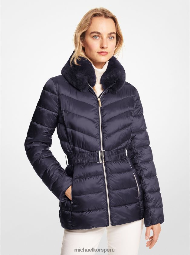 ropa educacion fisica Michael Kors mujer chaqueta acolchada plegable de nailon con ribete de piel sintética Armada 8FX48V237