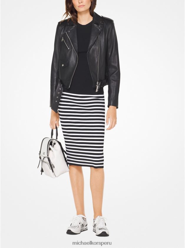 ropa educacion fisica Michael Kors mujer chaqueta de moto de cuero negro 8FX48V272