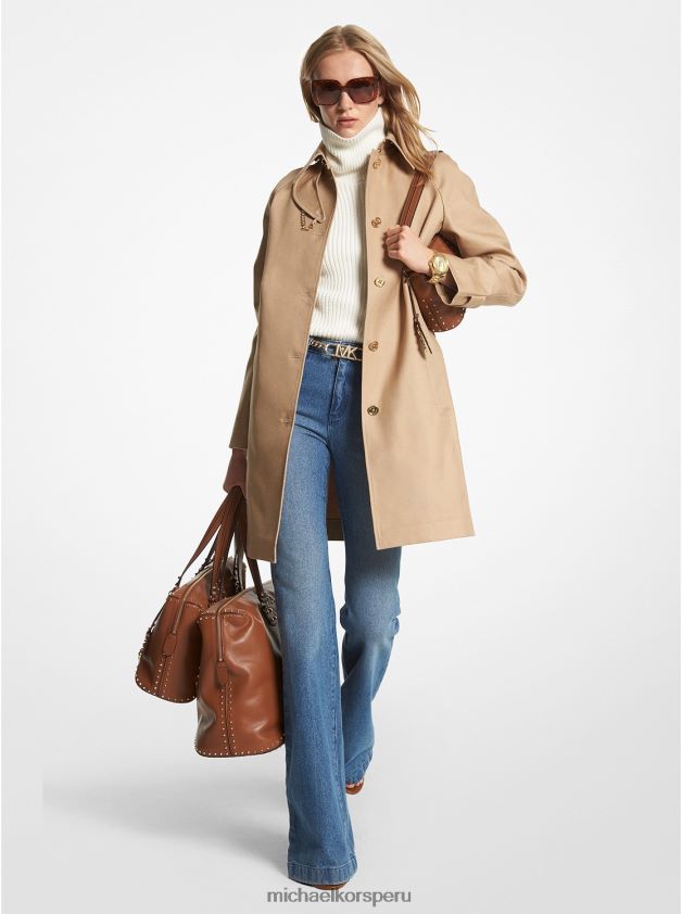 ropa educacion fisica Michael Kors mujer gabardina de algodón con cinturón caqui 8FX48V205