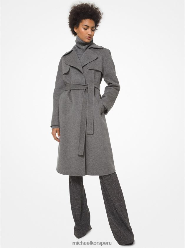 ropa educacion fisica Michael Kors mujer gabardina de lana de jennifer de la colección banquero gris 8FX48V3710