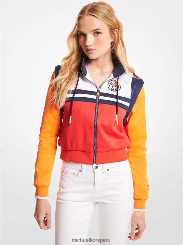 ropa educacion fisica Michael Kors mujer mk x ellesse chaqueta con cremallera y bloques de color en mezcla de algodón llama escarlata 8FX48V368