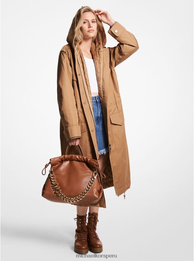ropa educacion fisica Michael Kors mujer parka de sarga de algodón resistente al agua camello oscuro 8FX48V259