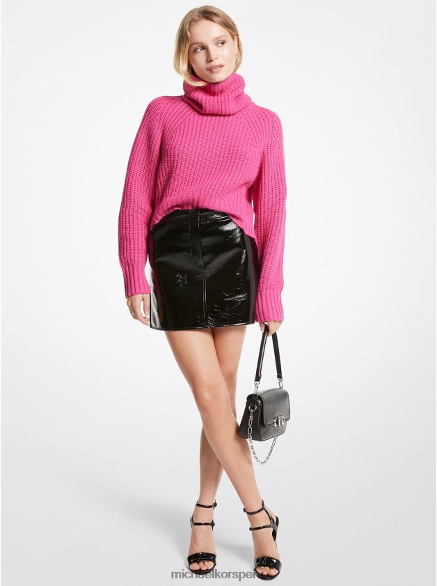 ropa educacion fisica Michael Kors mujer falda de charol sintético arrugado negro 8FX48V594