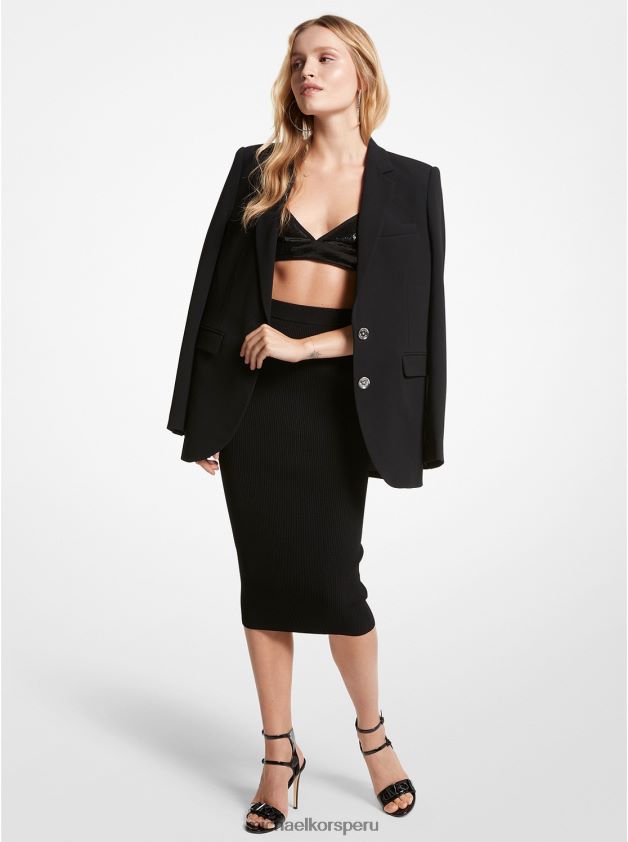 ropa educacion fisica Michael Kors mujer falda lápiz de viscosa elástica acanalada negro 8FX48V604